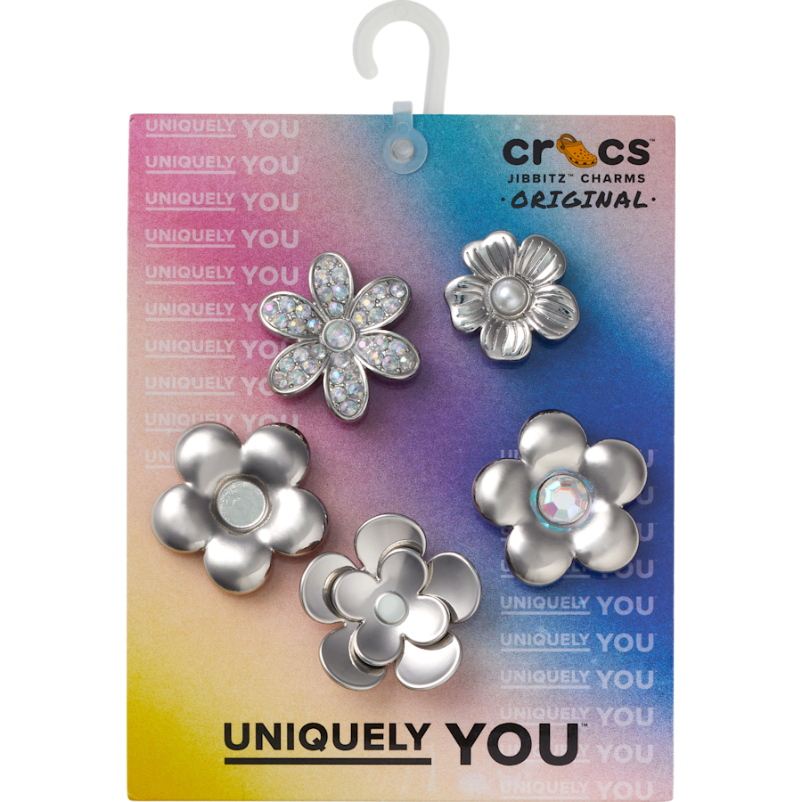 Monochrome Slvr Flwrs 5 Pack Jibbitz™ charms - Crocs