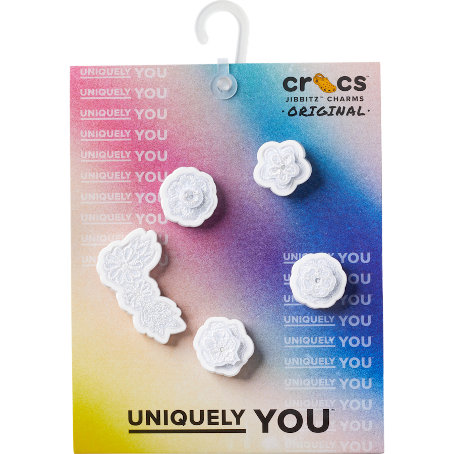 White Elegant Floral 5 Pack Jibbitz™ charms - Crocs