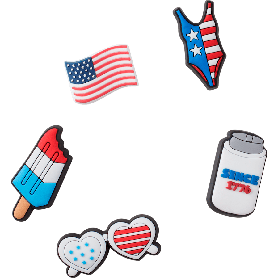 USA 5 Pack Jibbitz Shoe Charm - Crocs