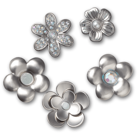 Monochrome Slvr Flwrs 5 Pack Jibbitz™ charms - Crocs