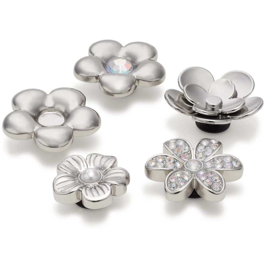 Monochrome Slvr Flwrs 5 Pack Jibbitz™ charms - Crocs