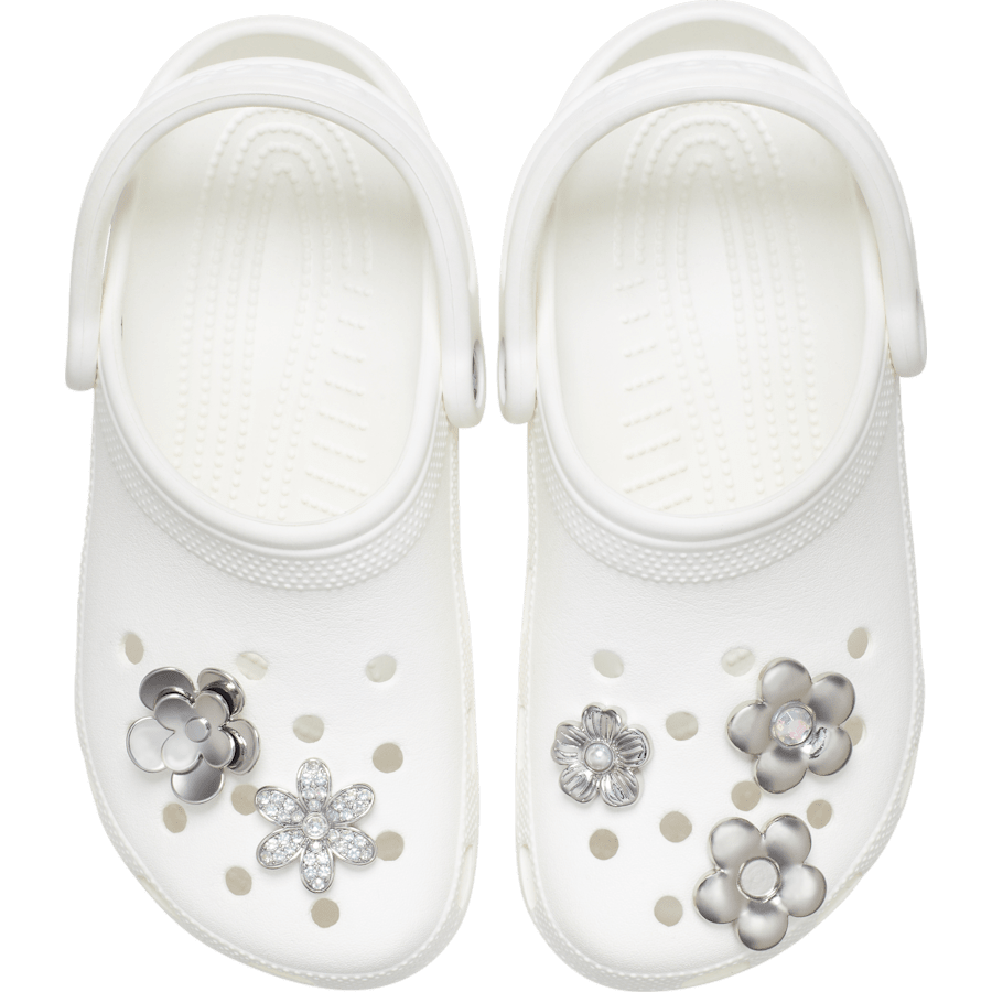 Monochrome Slvr Flwrs 5 Pack Jibbitz™ charms - Crocs