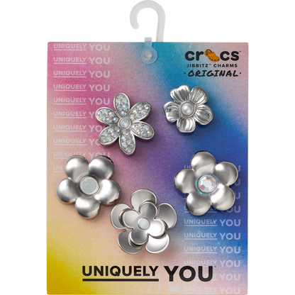 Monochrome Slvr Flwrs 5 Pack Jibbitz™ charms - Crocs