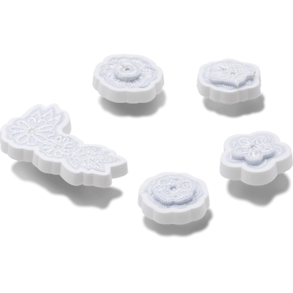 White Elegant Floral 5 Pack Jibbitz™ charms - Crocs