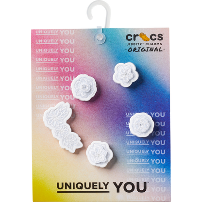 White Elegant Floral 5 Pack Jibbitz™ charms - Crocs
