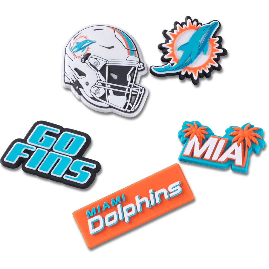 NFL Miami Dolphins 5 Pack Jibbitz Shoe Charm - Crocs