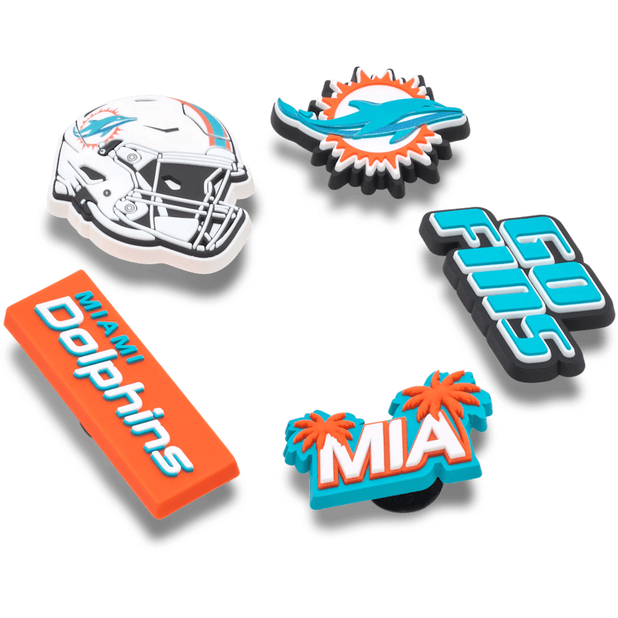 NFL Miami Dolphins 5 Pack Jibbitz Shoe Charm - Crocs
