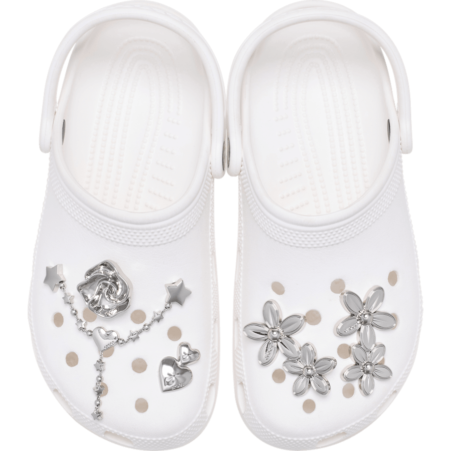 Silver Meta Floral 5 Pack Jibbitz™ charms - Crocs