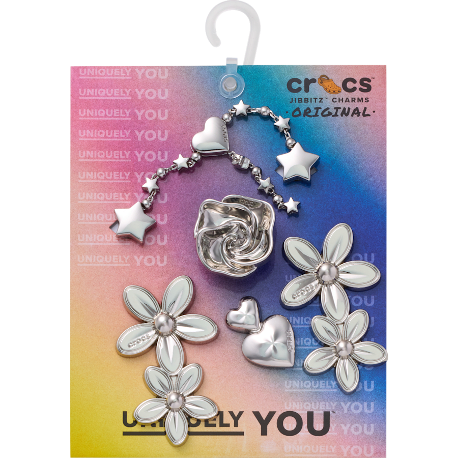 Silver Meta Floral 5 Pack Jibbitz™ charms - Crocs