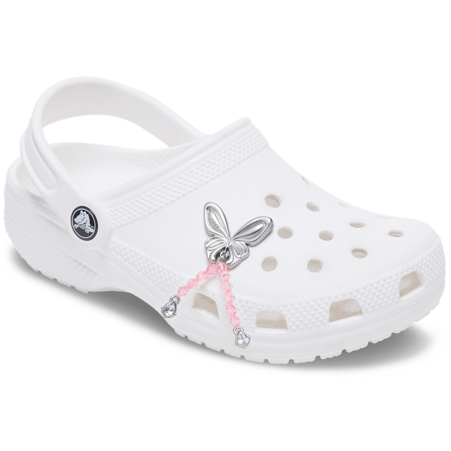 Silver Beaded Meta Butterfly Jibbitz™ charms - Crocs