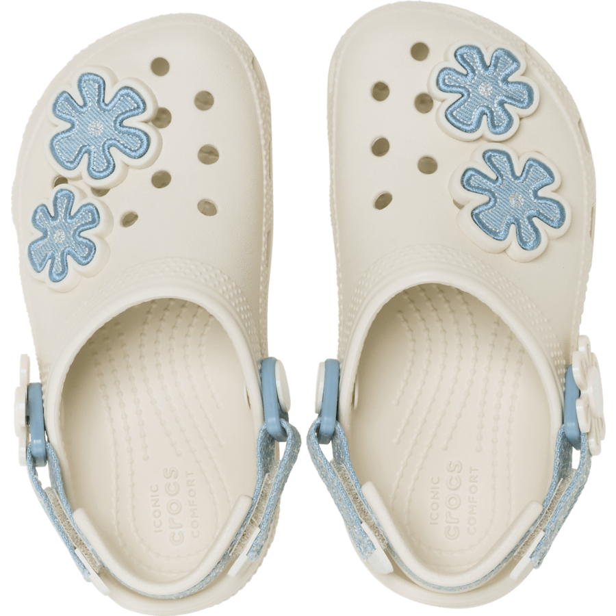 Toddler Classic Denim Flower Adjustable Backstrap Clog - Crocs