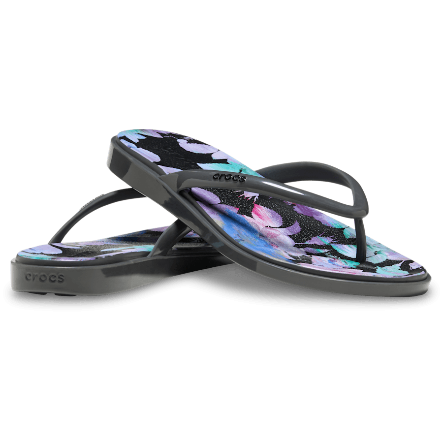 Miami Round Toe Dark Floral Flip - Crocs