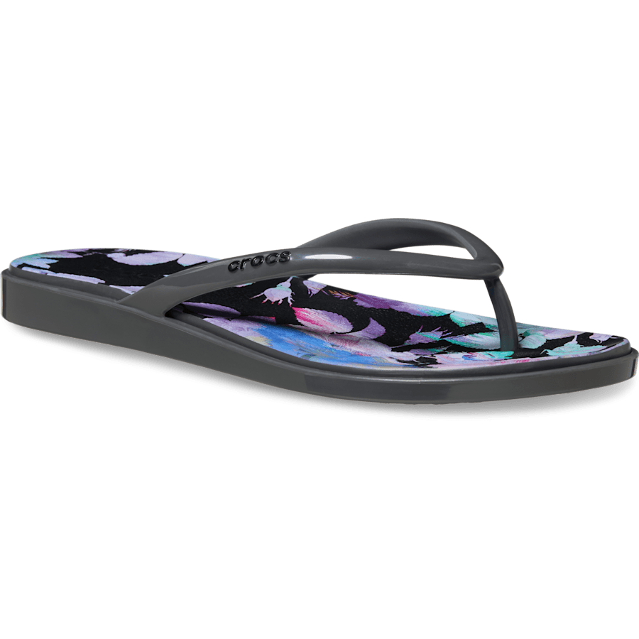 Miami Round Toe Dark Floral Flip - Crocs